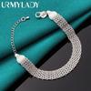 925 Sterling Silver 10mm Weave Chain Tassels Bracelet Fashion Jewelry