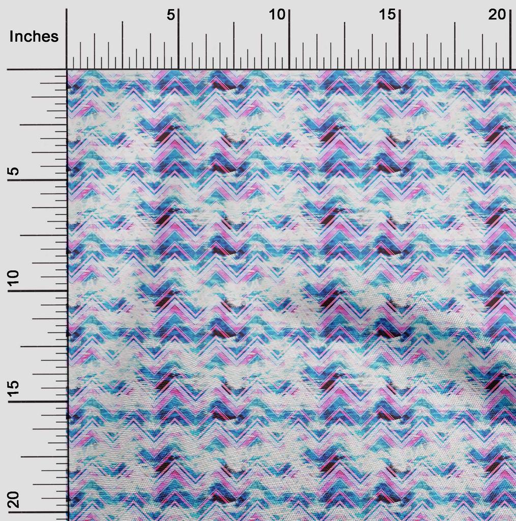oneOone Cotton Flex Blue2 Stoff, abstrakt, Zickzack, Nähen, Basteln, Projekte, Stoffdrucke, Meterware, 40 Zoll