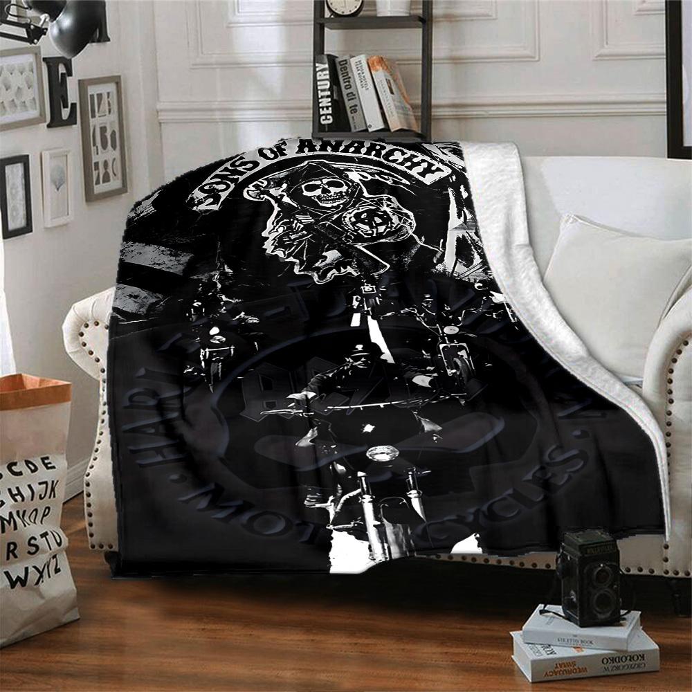 1pc Sons of Anarchy AC/DC Throw Blanket Soft Flannel, Cozy All Season Polyester Perfect for Home, Office