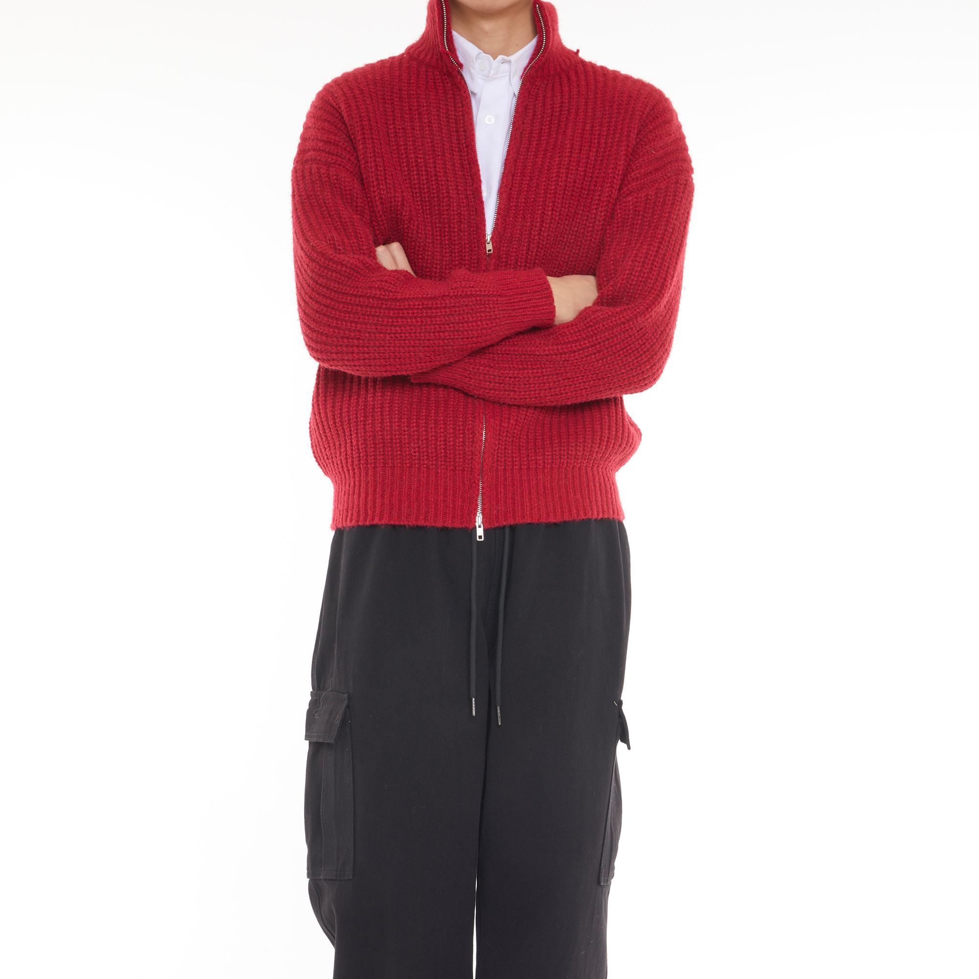 Graph Platform Two-Way Knit Zip-Up Wine Wine/Free