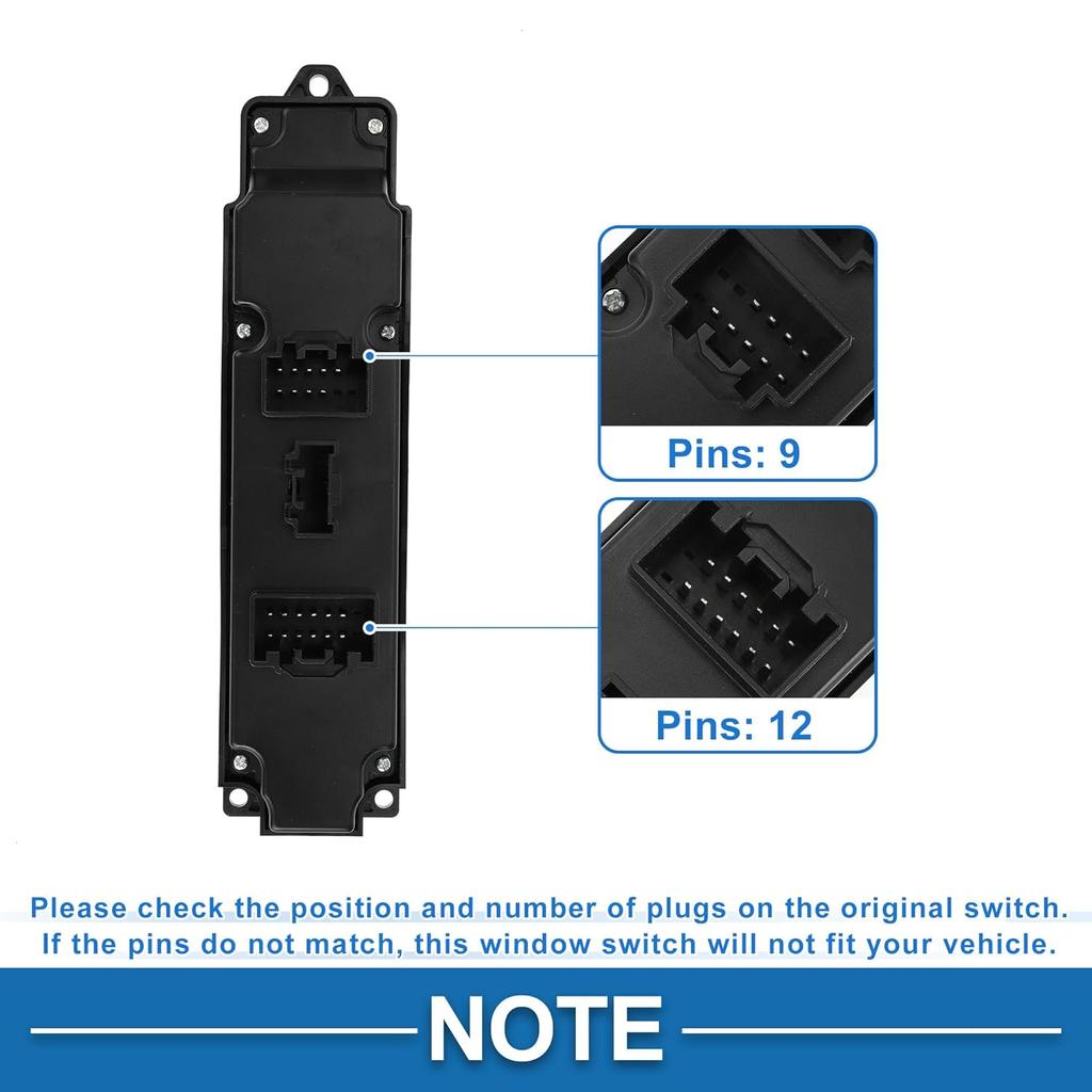Power Window Switch No.GS1E66350 9+12pin Front Left Driver Side Window Control Switch for Mazda 6 2007-2013 Black