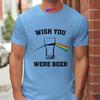 Fashion Wish You Were Beer Letter Print T-shirt Funny T Shirt for Unisex Rainbow Beer Glass Pattern Tops Summer Casual Party Tops