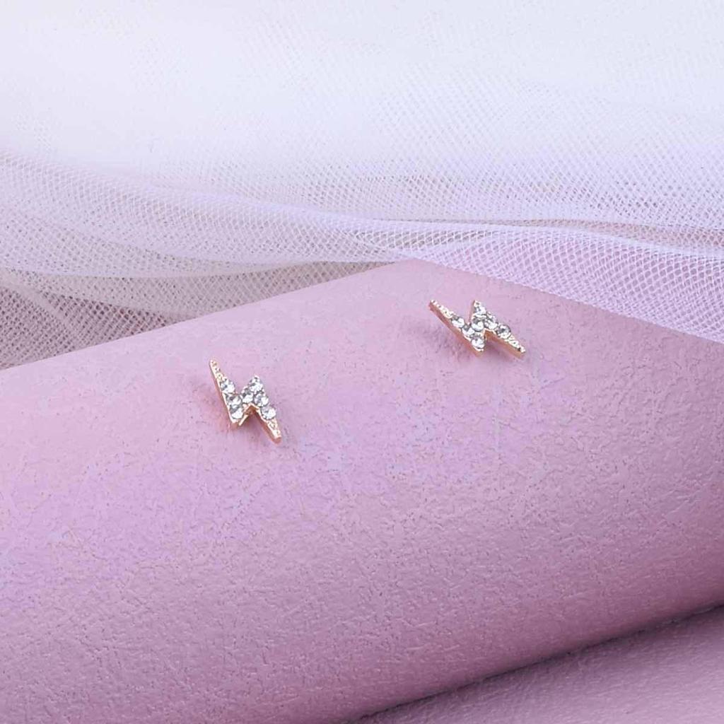 Versatile Zirconia Lightning Stud Earrings for Women - Shiny Mini Diamond Ear Studs