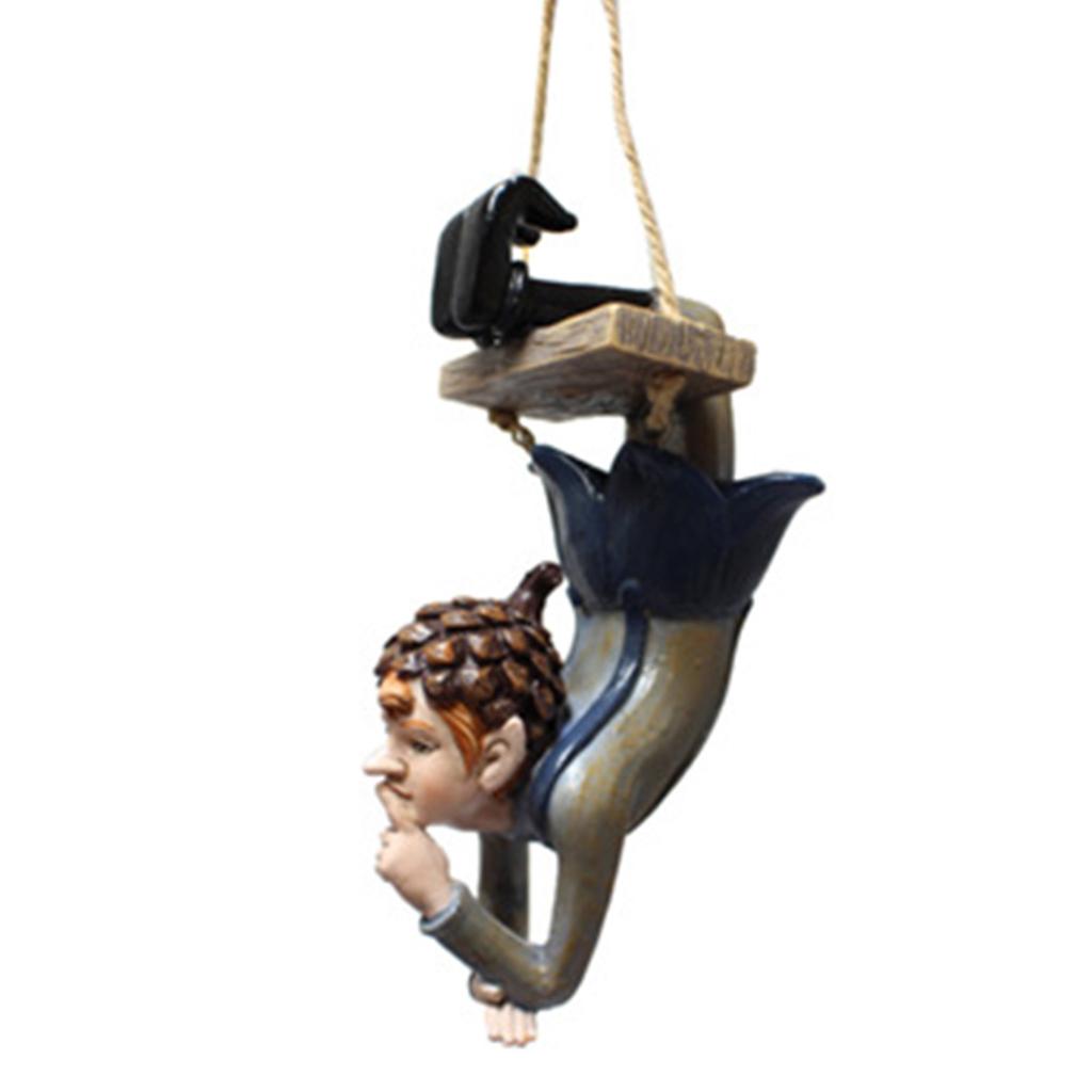 Pryskyřičná Houpací Víla Socha Strom Závěsná Ozdoba Houpající se Figurka Dekorace pro Venkovní Zahradu Nádvoří