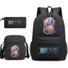 One Piece Luffy Anime Print Student Backpack Set 3 In 1 School Bag for Boys Girls with Pencil Case Tote Shoulder Bag