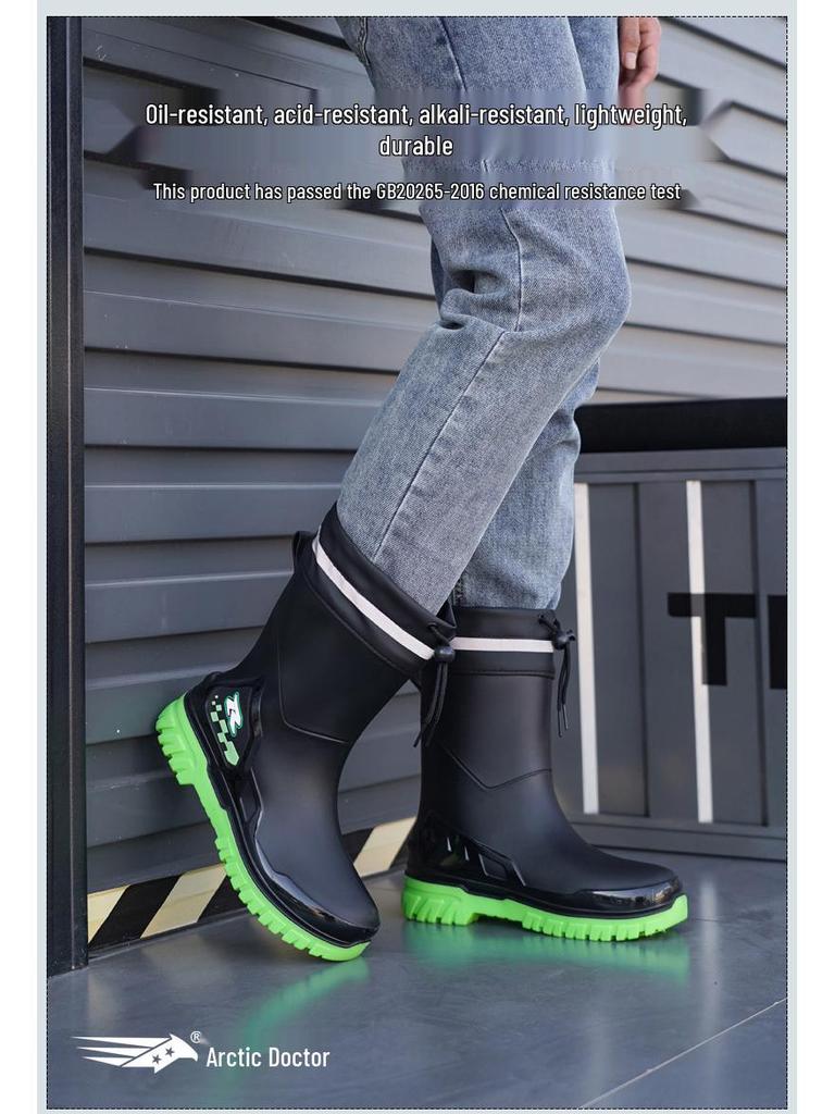 Men's Warm Non-Slip Durable Rain Boots for Food Delivery, Fishing, and Gardening