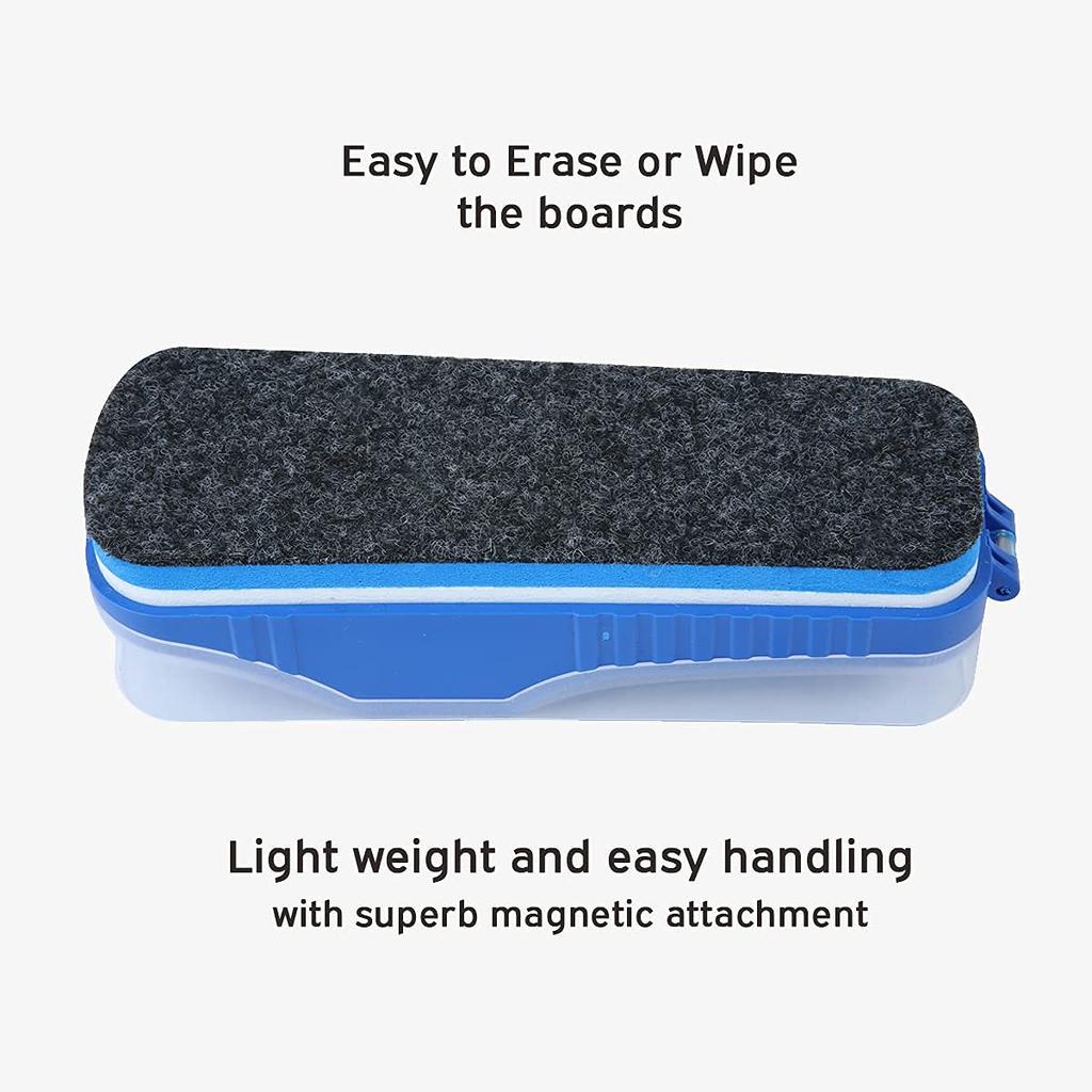 DOMS Fine Magnetic Whiteboard Duster Marker Set White Board Markers Blue Black Ink Set of 2 Markers & 1 Duster Pack of 1