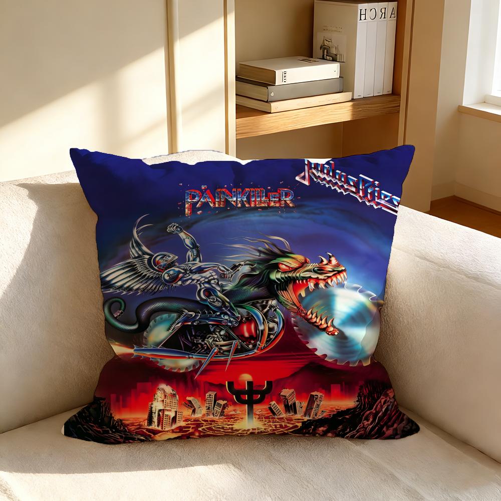 S-Judas Priest Cushion Cover Square Cushion Cover, Vintage Soft Sofa Pillow Case, Home Decoration And Protective Cover