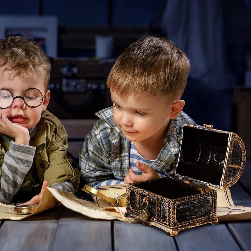 Durable ABS Plastic Pirate Treasure Box for Children Role Play Game and Party Activities Storage