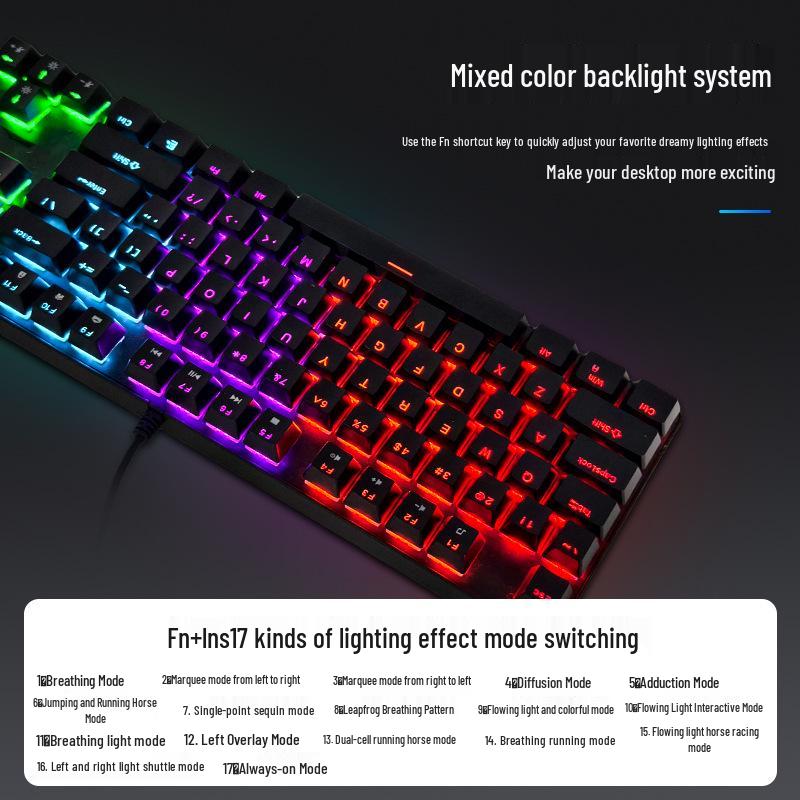 Cross87-Key RGB Mechanical Blue Switch Keyboard for Gaming & Office
