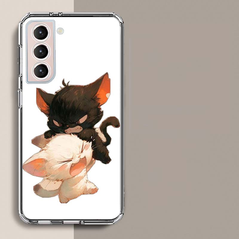 

The Playful Black Cat and Its Brother Phone Case For Samsung Galaxy S25 Edge S24 S23 FE S21 S20 S10 Plus S22 S26 Ultra Cover Cle Samsung S23