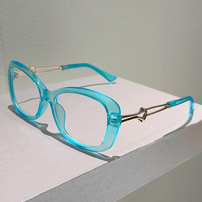Metal Hollow-out Frame Anti Blue Light Cat Eye Eyeglasses Men Women Fashion Splicing Color Large Frame Street Photography Glasses