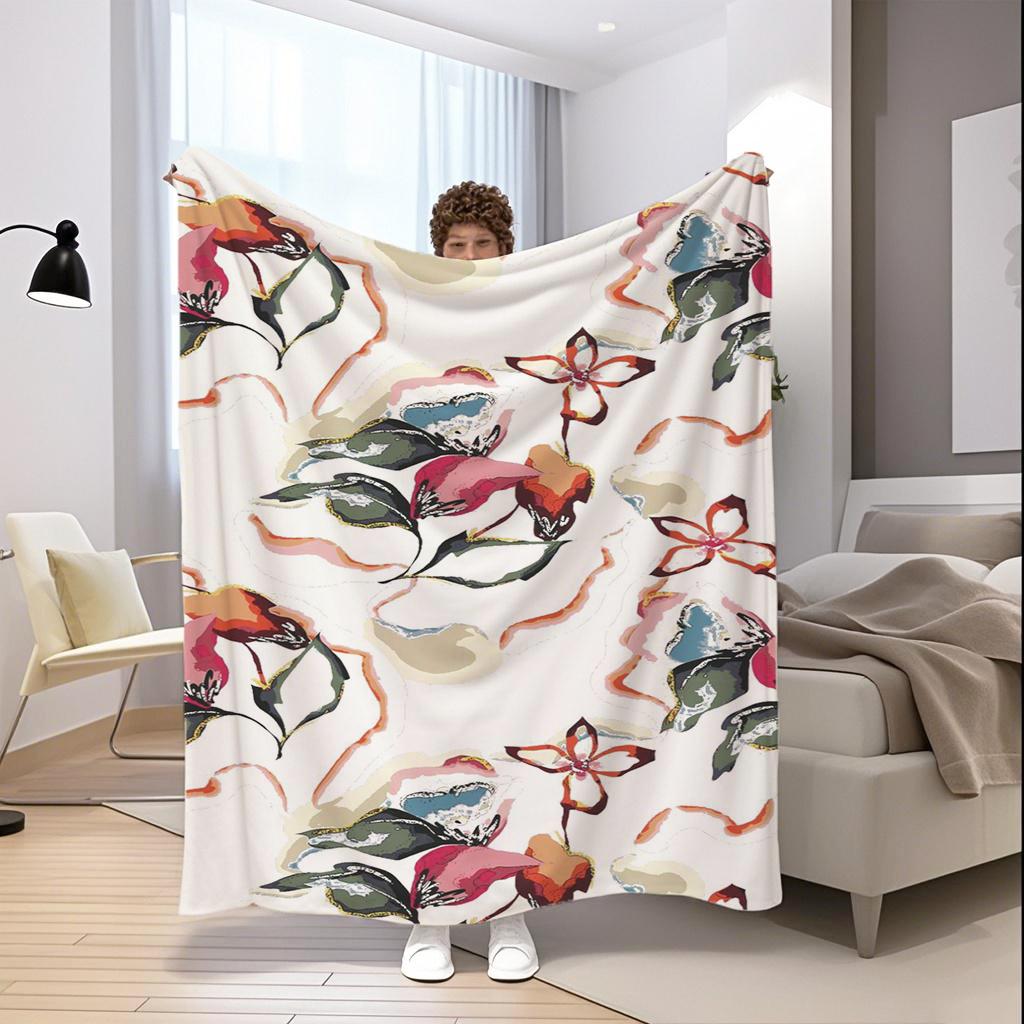 Colorful Floral Blanket Microfiber Flannel Cover Blanket Bedroom Living Room Sofa Soft And Comfortable Home Decoration