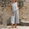 Womens  2 Piece Outfits Striped Sleeveless Top And Wide Leg Pants Sets