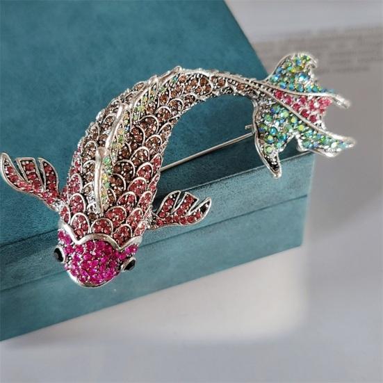 Brosche für Damen, Fischform, Strass-Dekor, rutschfest, verschleißfest, für Anzug, Mantel, Kragen, Hut, Schal, Dekoration, Kleidungsnadel, Abschlussball, Party, Kleidungsstück, Schmuck