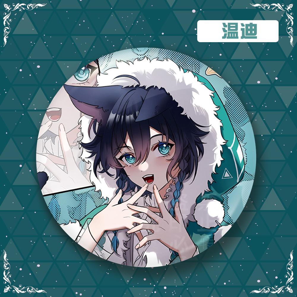 Genshin Impact Laser Badge Venti Xiao Kaedehara Kazuha Aether Wanderer Shikanoin Heizou Merchandise Game Collectibles Anime Pin