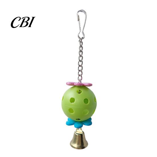 Hanging Bird Toy Parrot Foraging Ball Toy, Plastic Hollow with Bell, Cage Enrichment for Lovebird Budgie Cockatiel Conure