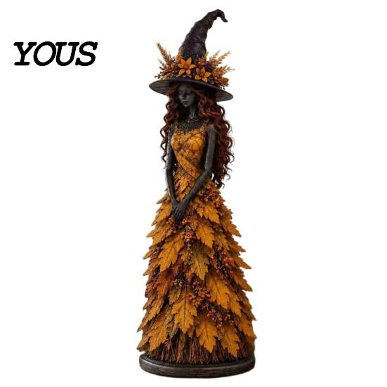 Collectible Witch Statues for Halloween Autumn Figurine, Statue, Fall Tabletop Decor, Shelf Decoration Vintage Sitter Mantel Fireplace Tiered