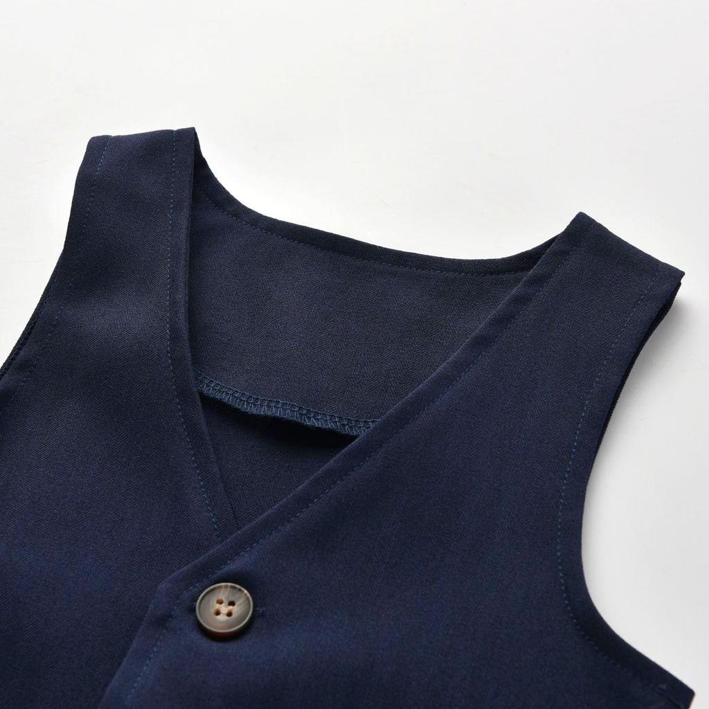 חליפה פורמלית לבן: סט ארבעה חלקים לילדים בסגנון ג'נטלמן, וסט, חולצה, מכנסיים ארוכים, בסגנון בריטי, בגדי נשף.