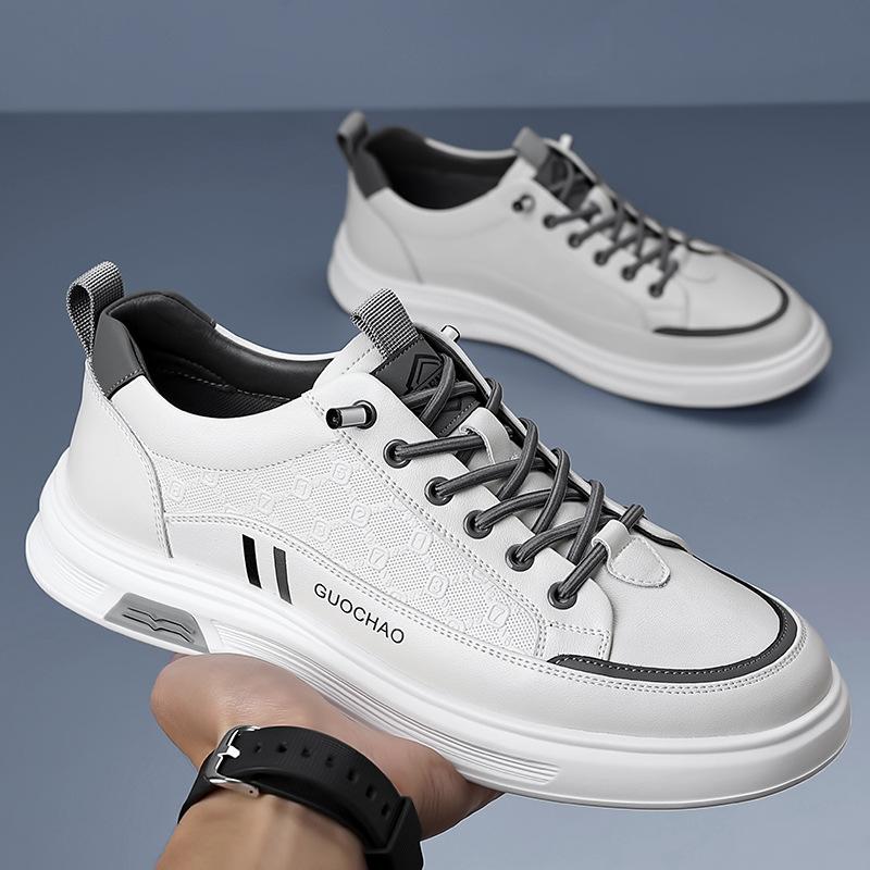 

Fashion New Spring Autumn Men s Leather Casual Shoes Thick Soled Simple White Shoes Versatile Men Outdoor Sports Shoes Walking Footwear 44