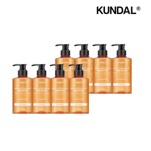 KUNDAL Beer Yeast Anti-Hair Loss Shampoo Herb Mint 500ml x8