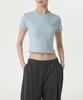 MUSINSA STANDARD WOMAN Women'S Slub Slim Crop Crew Neck T-Shirt [Pastel Blue]