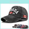 Canada Embroidered Baseball Cap Maple Leaf Vintage Washed Duck Tongue Sun Hat