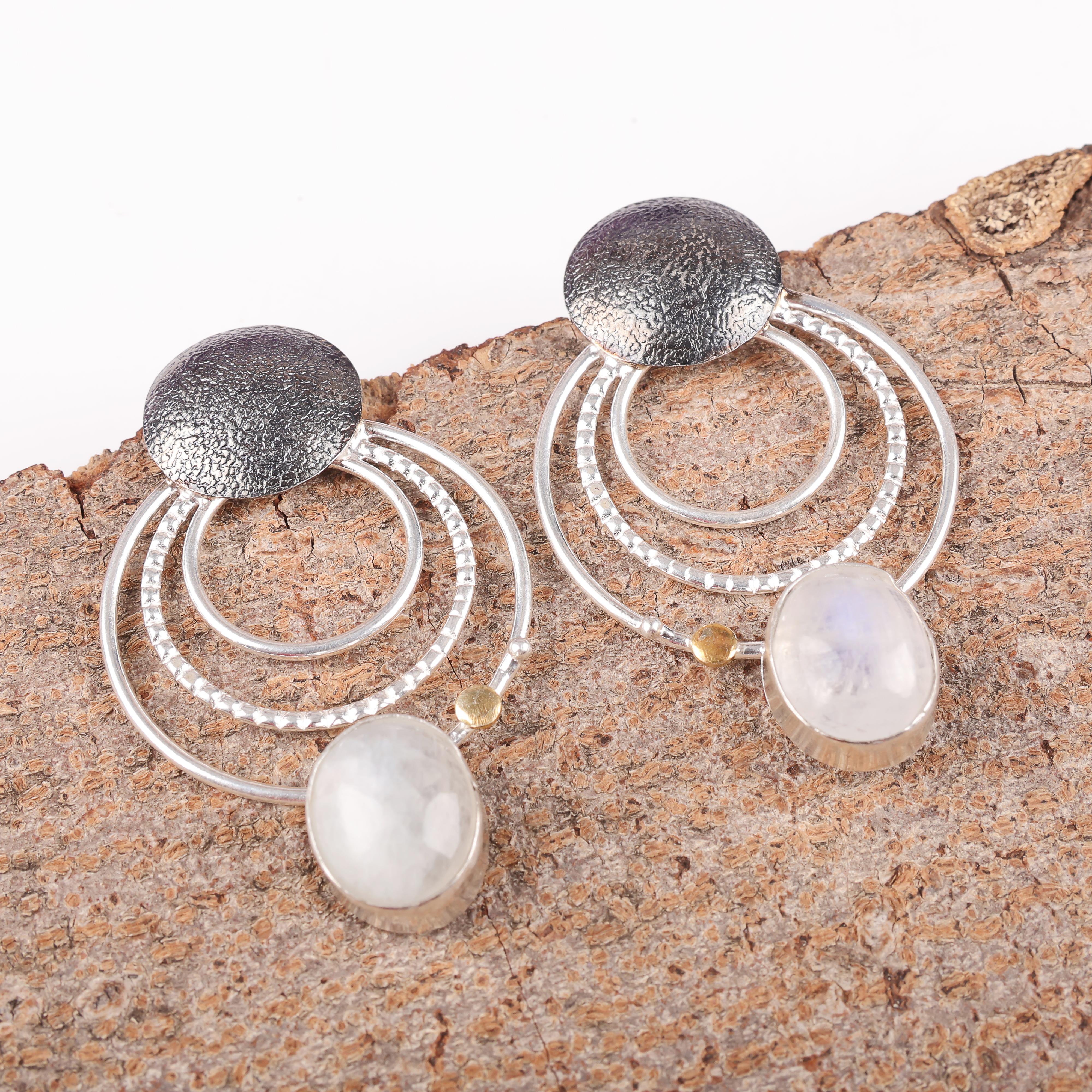 

Серьги с радужным лунным камнем, драгоценные камни, серьги из цельного серебра 925 пробы, красивые ювелирные серьги ручной работы 1.85 Inches белый