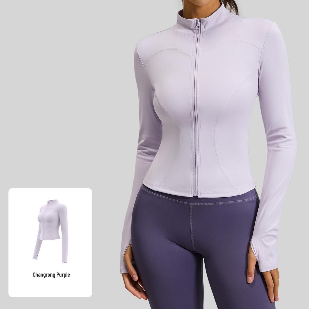 Women's Juyitang Stand-up Collar Yoga Jacket for Running & Cycling - Slimming, Elastic Fitness Top
