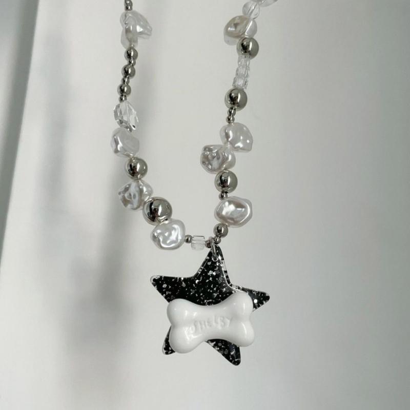 Y2K Star Bone Pendant Necklace for Women Fashion Egirl Emo Punk Grunge Clavicle Chain Fashion Valentines Day Gifts