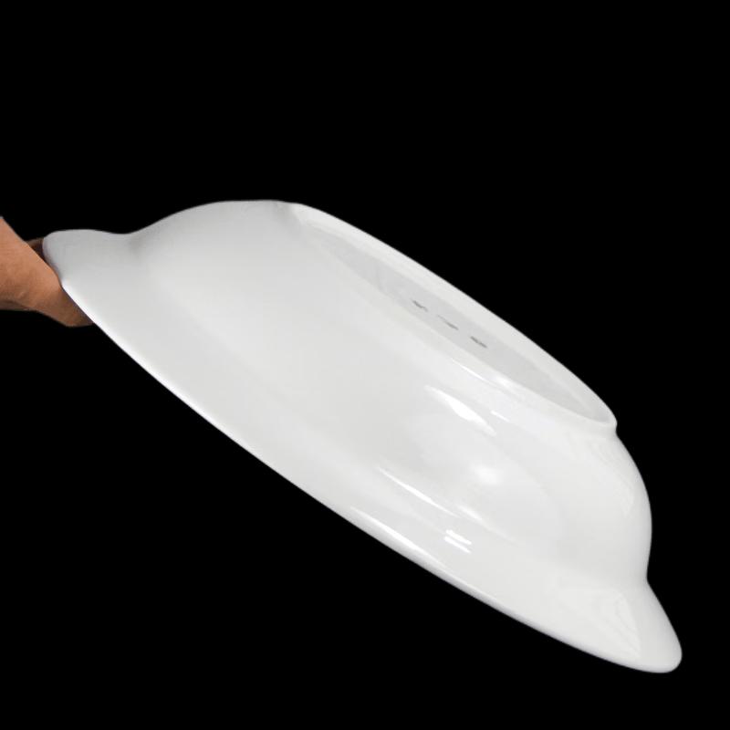 Pure White Ceramic Straw Hat Serving Bowl