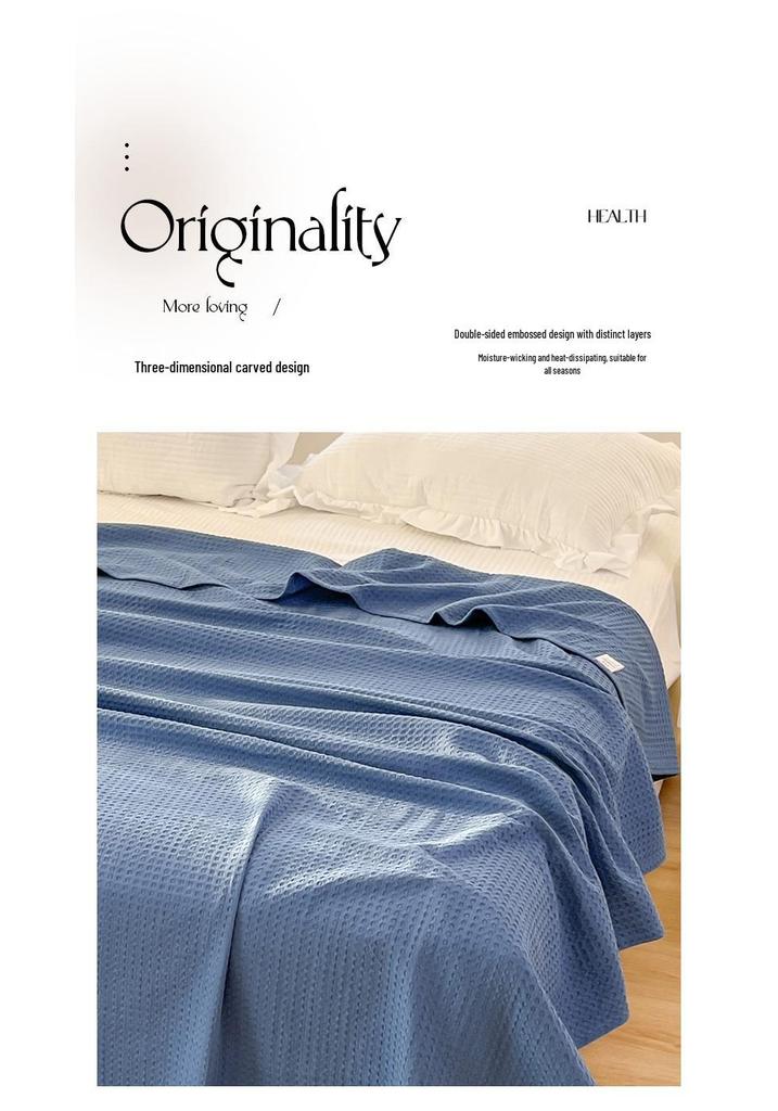 Klasse A 100% Katoen Wafelstructuur Zomerdeken, Enkellaags Koel Plaid, Effen Kleur
