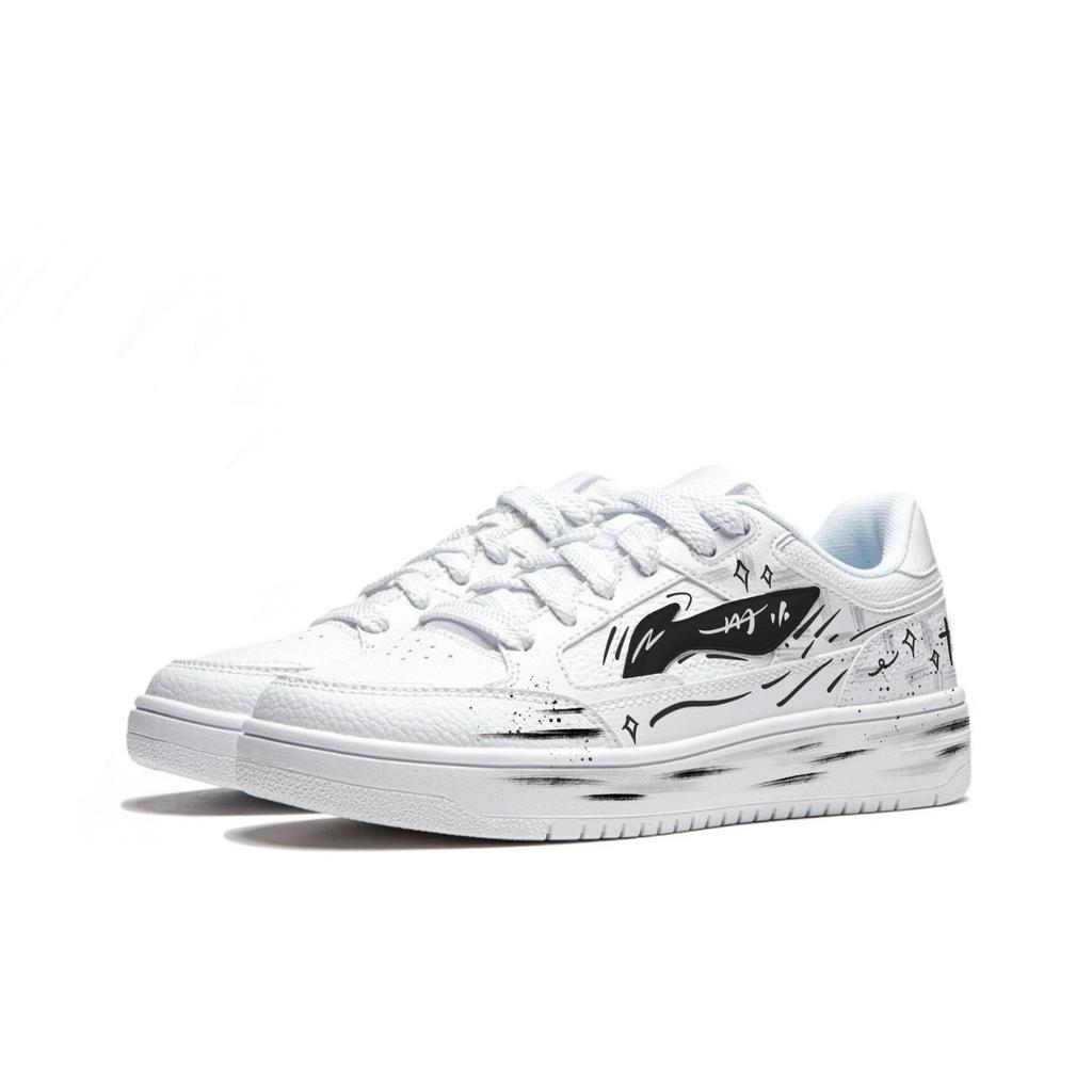 Li Ning Tianji Black White Weightlessness Synthetic Leather Abrasion Resistant Slip Resistant Low top Skateboard Shoes AGCU095-5(Team2030-)
