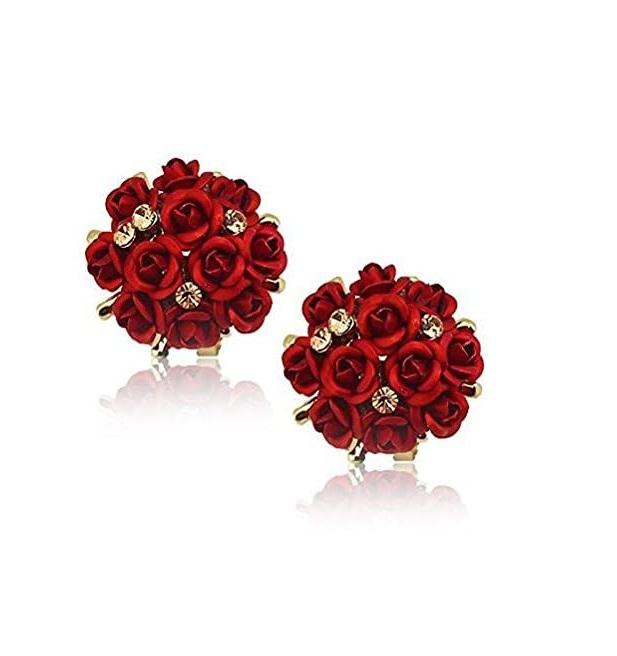 Jewellery Stylish Gold Plated Floral Necklace Jewellery Set with Earrings and Ring for Women and Girls