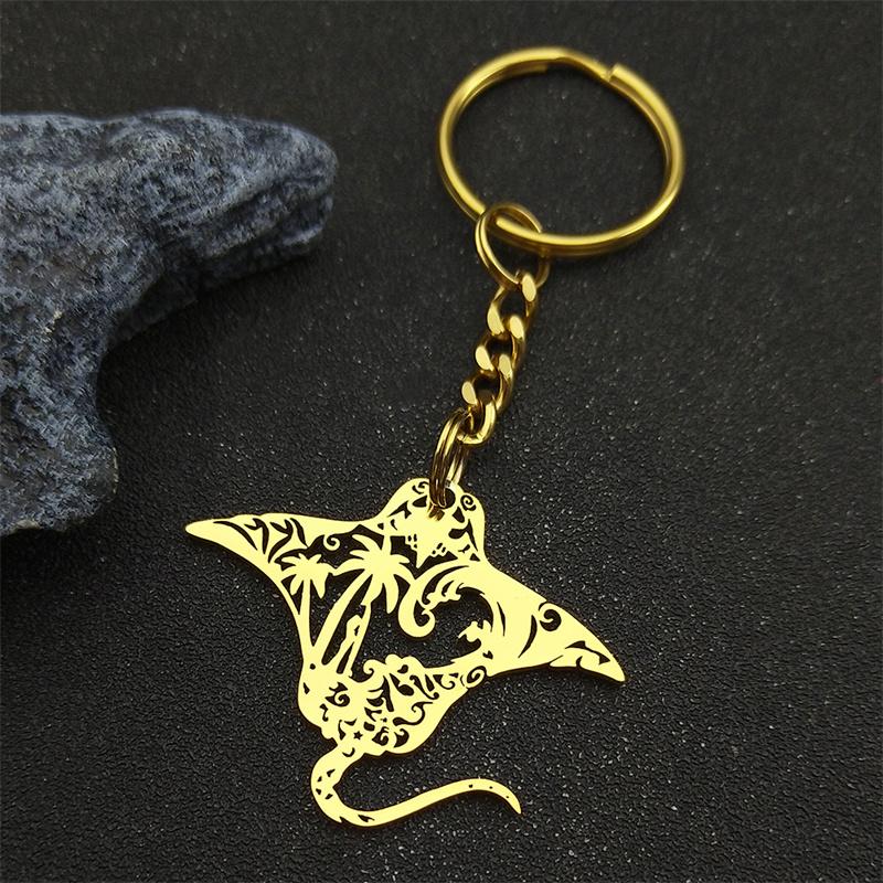 Cute Manta Ray Pendant Necklace Stainless Steel Gold Silver Color Nature Chain Jewelry For Women Men