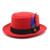 Men'S And Women'S Woolen Top Hats, Bowler Woolen Top Hats, Gentleman'S Jazz Hats, Black And Blue Feathers Czy-224