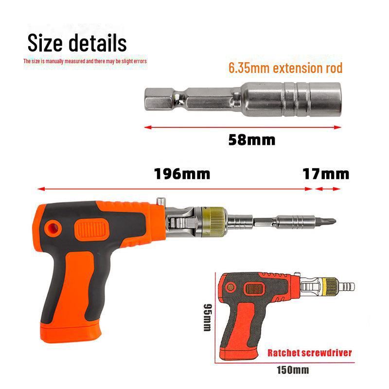 Multi-Angle Ratchet Screwdriver Set with Gun-Shaped Handle and Chrome Vanadium Steel Bits - Versatile Household Repair Tool.