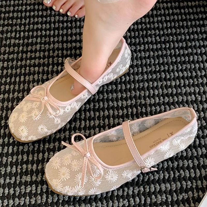 Fashion Bow Ballet Flats Shoes Elegant Women Sandals Summer Fad New Trend 2025 Designer Shallow Buckle Loafers Shoes Dress Mujer Zapatos