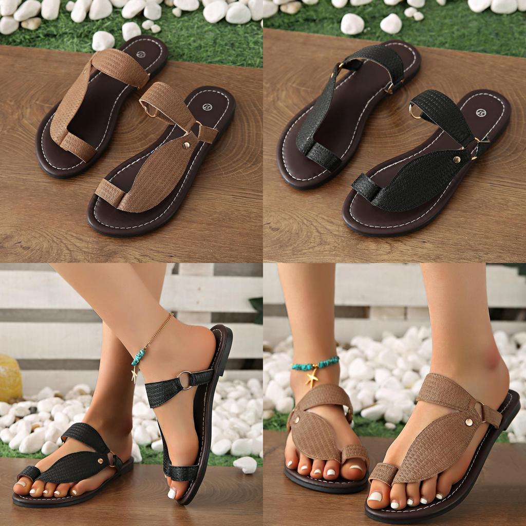 Summer Ladies Flat Slide Sandals With Pu Upper For Daily Wear