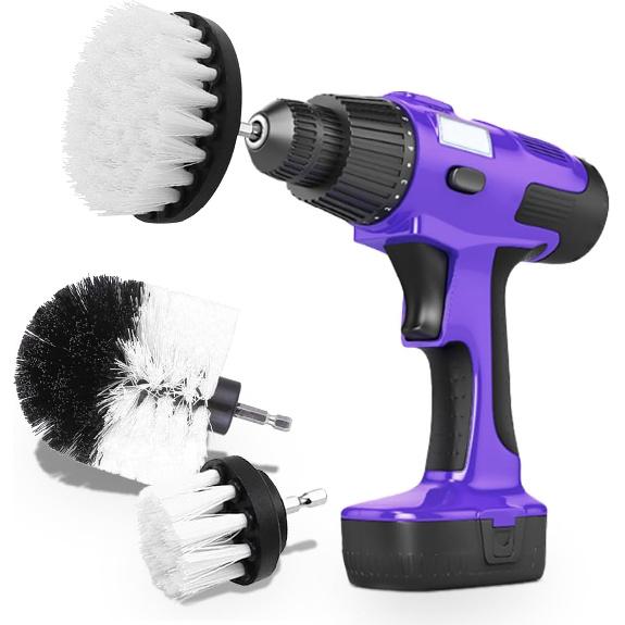 3PCS Car Detailing Drill Brush Set, Car Interior Power Scrubber Brush, Wheel Cleaner Drill Brush, Car Wash Cleaning Kit for Floor, Grout, Car Mats, белый