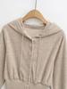 2026 Women's Chic Waist-Cinching Diamond Hooded Cardigan & Micro-Flare Pants Set