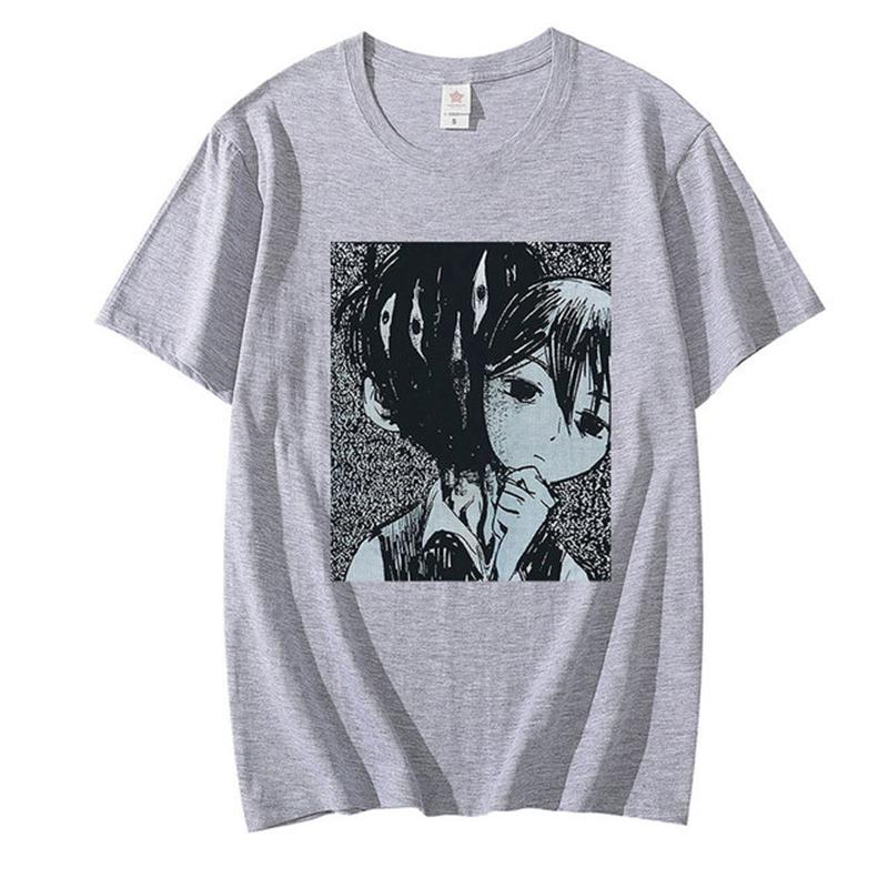 Футболка Omori Harajuku летняя футболка с короткими рукавами одежда для косплея повседневная уличная одежда для мужчин и женщин футболка 4XL светло-серый 1070₽
