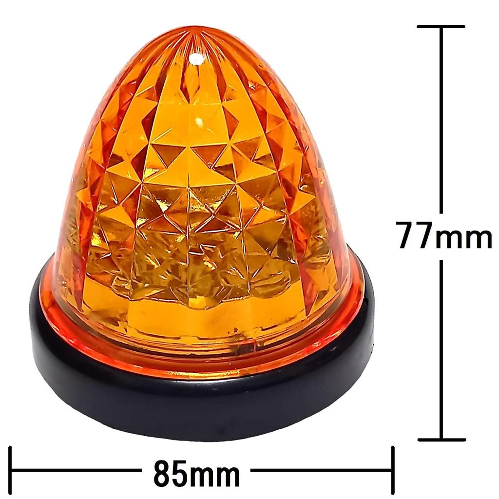 Customize 24V Truck LED Side Marker Lamps with Crystal 16 Universal Cutout, LEDs, Fit, Yellow/Red/White/Amber (10 LEDs, Orange)
