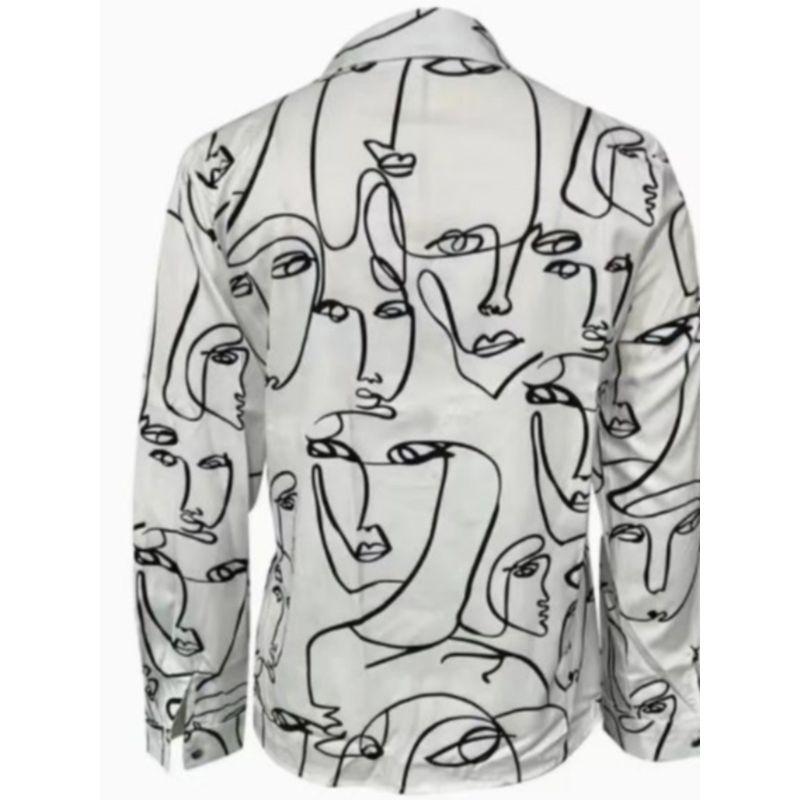 Fashion Style Spring & Fall New Arrival Single-Breasted Figure Print White Temperament Commute Ol Fashion Long Sleeve Shirt Top Female