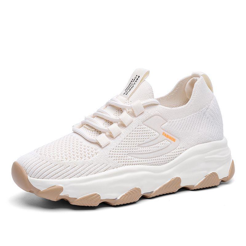 New Spring Sports Shoes Flying Weaving Women's Shoes Soft Sole Lightweight Breathable Versatile Casual Travel Daddy Shoes