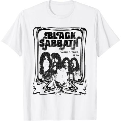 T-shirt Noir Officiel Black Sabbath Tournée Mondiale 78 Noir et Blanc