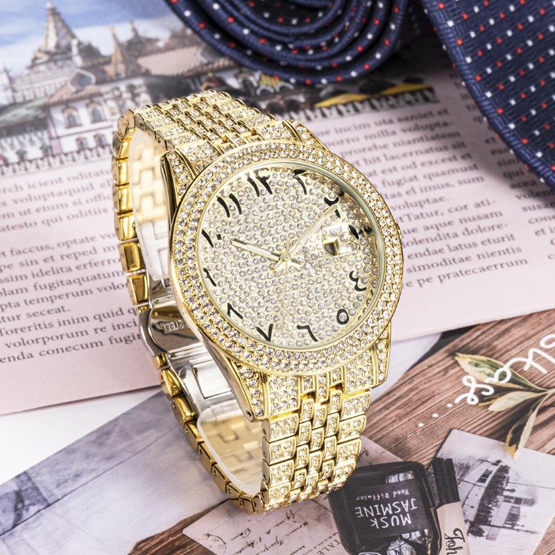 MISFOX new watch gold high-end full diamond Arabic gypsy waterproof quartz men's watch