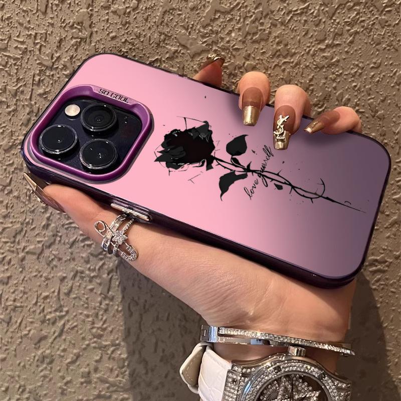 ins simple rose for Apple 15promax mobile phone case creative iPhone16E13 personality 14 women
