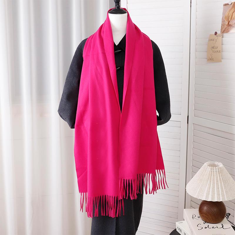 New Designer Luxury Women Warm Scarf Winter Cashmere Shawls Thick Solid Neckerchief Hijab Wraps Tassls Pashmina Foulard