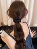 1/3Pcs Women 3.39in Vintage French Soft Satin Hair Scrunchies Set In Black, Brown, Khaki, Elegant And Simple Minimalist Solid